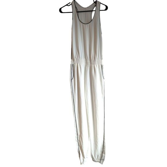 Amanda Uprichard White Tapered Twill Jumpsuit with Black Accents Piping Xs - Picture 15 of 17